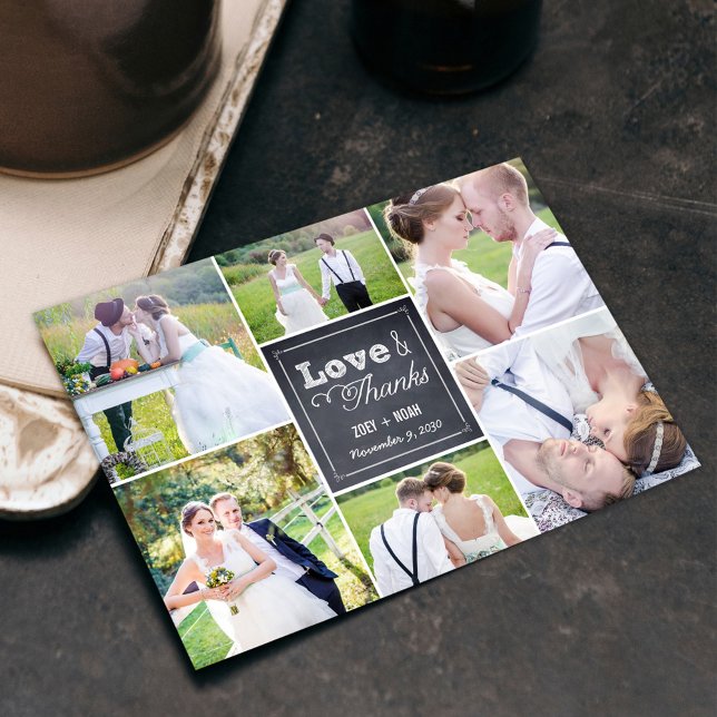 Chalked Collage Wedding Dankeschön-Karte Dankeskarte (Von Creator hochgeladen)