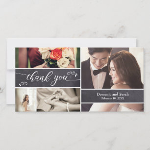 Chalked, Foto Collage Rustic Wedding Vielen Dank Dankeskarte