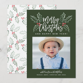 Chalky Brush Script Christmas Holles Foto Green Feiertagskarte