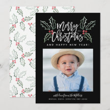 Chalky Brush Script Christmas Hollies Foto