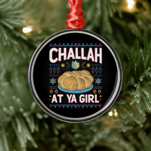 Challah At Ya Mädchen Lustige Hanukkah Lebensmitte Ornament Aus Metall