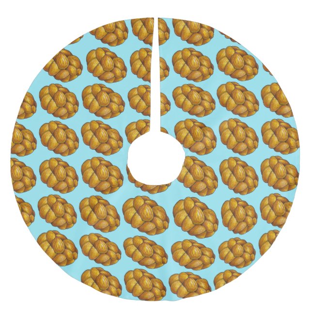 Challah Brot Hanukkah Chanukah jüdische Feiertage Polyester Weihnachtsbaumdecke (Vorderseite)