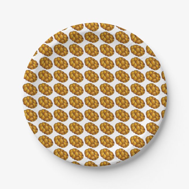 Challah Brot Loaf Happy Hanukkah Chanukah Holiday Pappteller (Vorderseite)