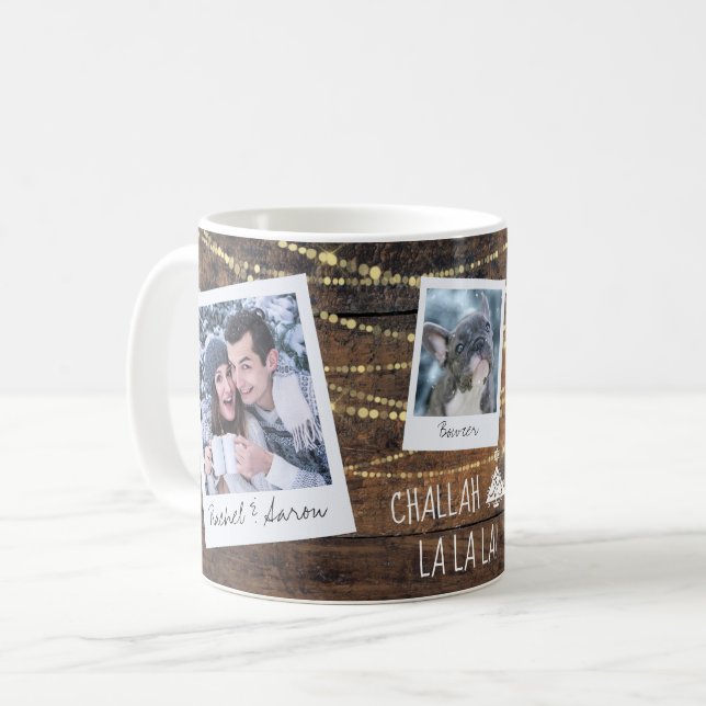 Challah Days La La La Christmas + Hanukkah Foto Kaffeetasse (Vorderseite Links)