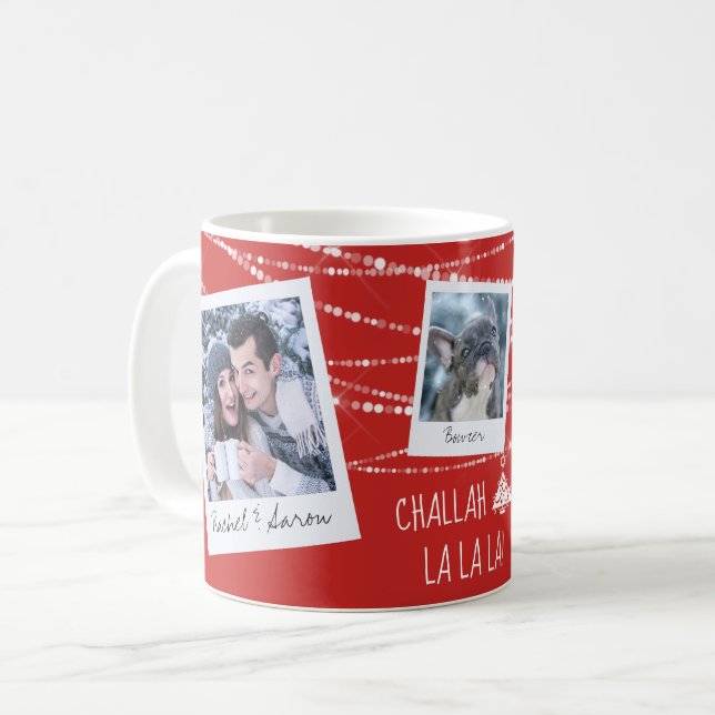 Challah Days La La La Christmas + Hanukkah Foto Kaffeetasse (Vorderseite Links)