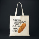 Challah Tragetasche<br><div class="desc">Challah Tote Tasche - Präsentation dieser unglaublich witzig Tasche. Mit der Meldung "Es gibt eine (gute) Chance, dass Challah Brot hier drin". Eine sehr coole Idee für ein Hanukkah-Geschenk! Copyright Hinweis: Das in diesem Produkt verwendete Brot wurde freundlicherweise von der Site Free Vectors unter dem Titel Pastry Vectors zur Verfügung...</div>