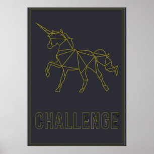 Challenge Affirmative Poster Origami Einhornpferd