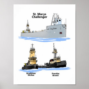 Challenger und Schleppboote Poster