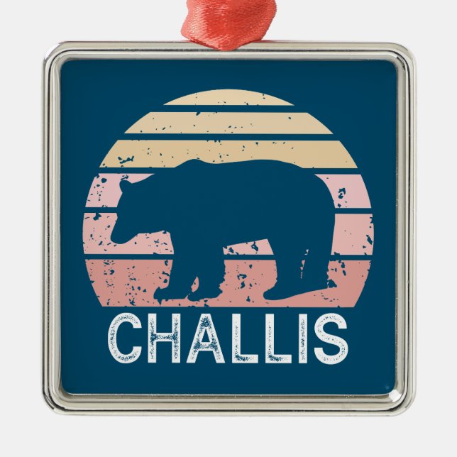 Challis Idaho Retro Bear Ornament Aus Metall (Vorne)