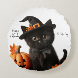 Chalot Halloween Kürbisfamilie Rundes Kissen