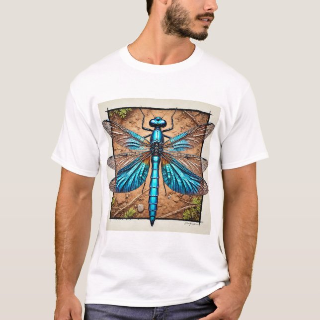 Chalybeothemis Dragonfly 210824IREF213 - Watercolo T-Shirt (Vorderseite)