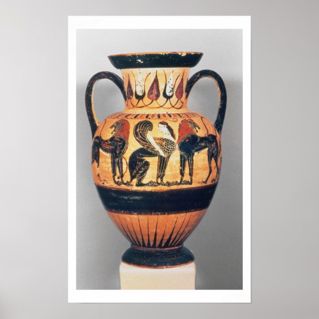Chalzidianisch-schwarze Figur-Amphora, die einen S Poster (Vorne)