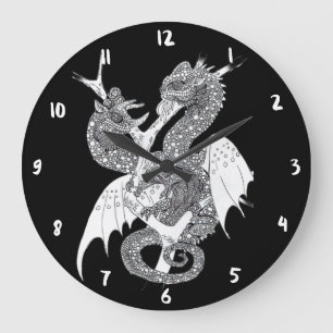 Chamäleon-Drache Große Wanduhr