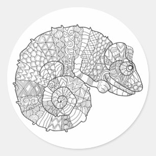Chamäleon Zendoodle Runder Aufkleber