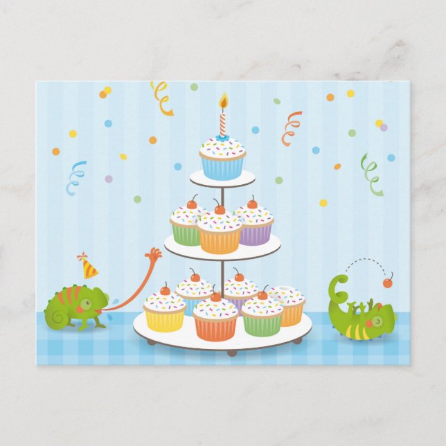 Chamäleongeburtstag Postkarte (Vorderseite)