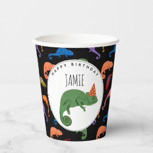 Chamäleons Farbige Reptilien Eidechsen Kinder Gebu Pappbecher
