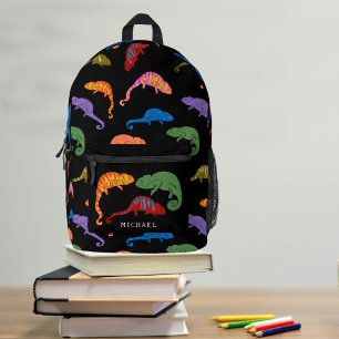 Chamäleons Farbige Reptilien Eidechsen Kinder Schu Bedruckter Rucksack