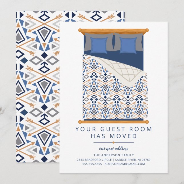 Chambre D'Hôtes A Déménagé Faire-part De Déménagem (Devant / Derrière)