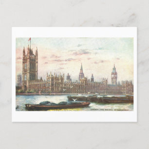 Chambres du Parlement Londres Carte postale Vintag