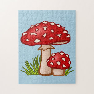 CHAMBRES MUSHROOMS COLORÉ RED JIGSAW PUZZLE