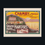 Chamby sur Montreux Vintage Poster ca. 1910 Postkarte<br><div class="desc">Vintage Reiseplakat aus Chamby sur Montreux. Veröffentlicht um 1910 in der Schweiz. Bitte beachten Sie, dass unsere Plakate hochwertige Reproduktionen sind, die auf beruflichen, hochauflösenden Scans der Originale basieren. Bei unserem manuellen Retuschierprozess werden keine Filter verwendet, die originale Details oder Texturen entfernen, die Sie im Original sehen können. Alle Details...</div>