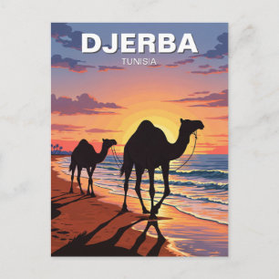 Chameaux sur l'île de Djerba Tunisie Carte postale
