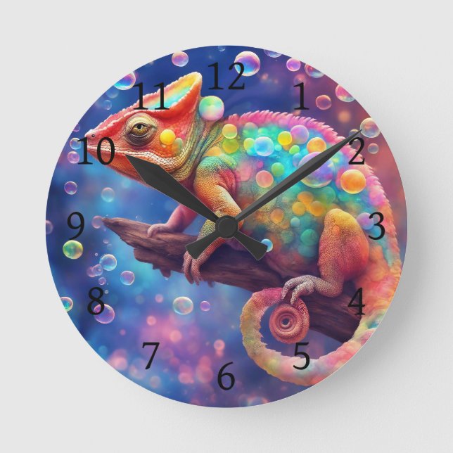 Chameleon 2 Blasen Runde Wanduhr (Vorderseite)