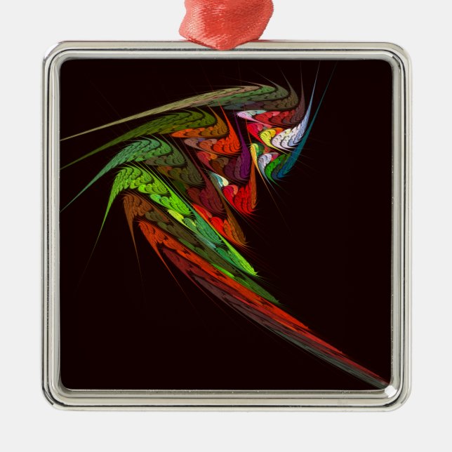 Chameleon Abstract Art Square Silbernes Ornament (Vorne)