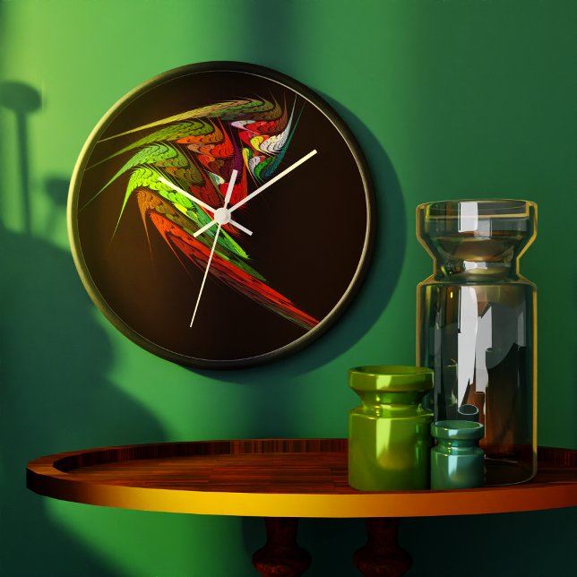 Chameleon Abstract Große Wanduhr (Chameleon Abstract Art Round Clock)