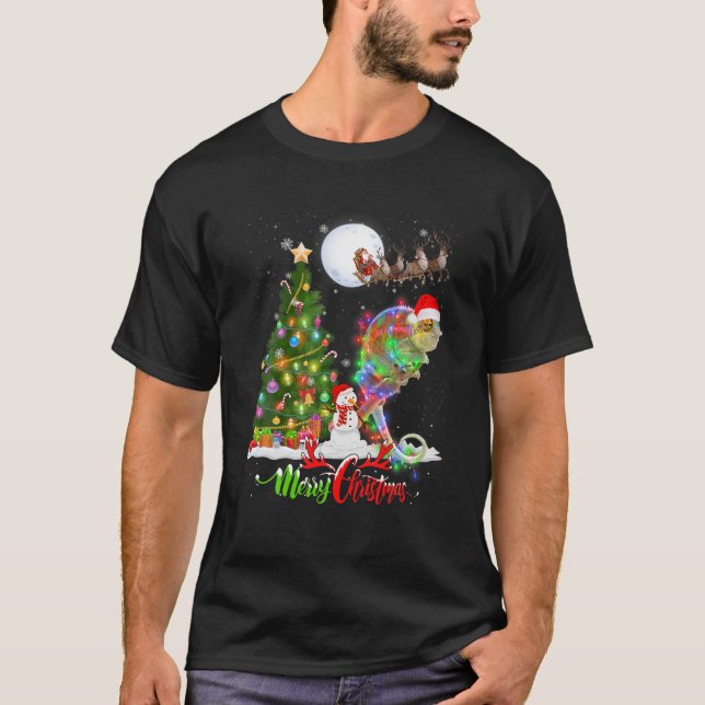 Chameleon Animal Frohe Weihnachtstier Lover T-Shirt (Vorderseite)