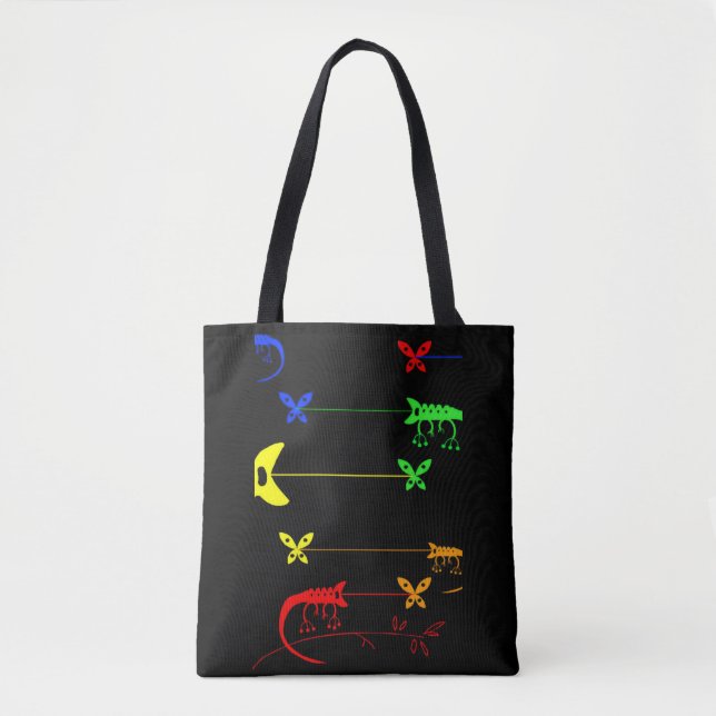 Chameleon Art, Rainbow Chameleon Tasche Shopping B (Vorderseite)