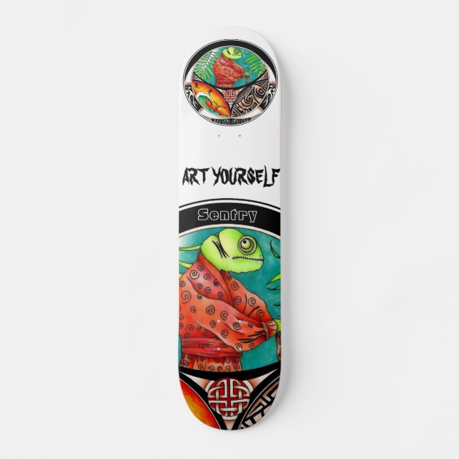 Chameleon Art Zeichnend Skateboard (Vorderseite)