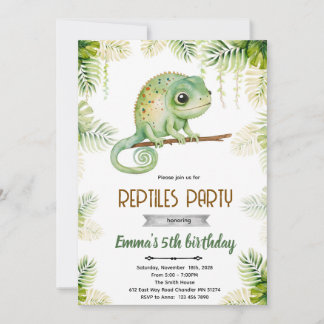 Chameleon birthday party invitation einladung