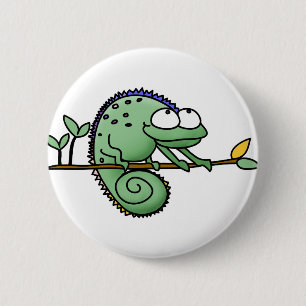 Chameleon Cartoon Lizard Niedlich Button