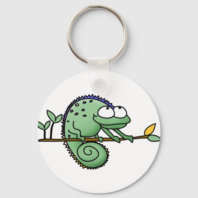Chameleon Cartoon Lizard Niedlich Schlüsselanhänger (Vorderseite)