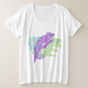 Chameleon coloré sur T-shirt vert
