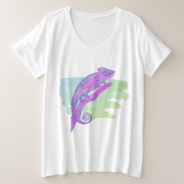 Chameleon coloré sur T-shirt vert (Design devant)