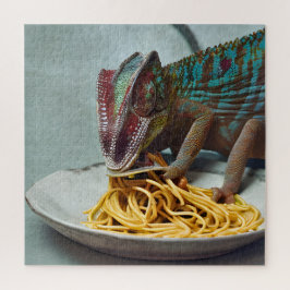 Chameleon Eating Spaghetti AI generierte Kunst