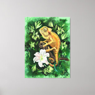 Chameleon in Blätter Leinwand
