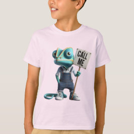 Chameleon in einem Denim Overalls T-Shirt