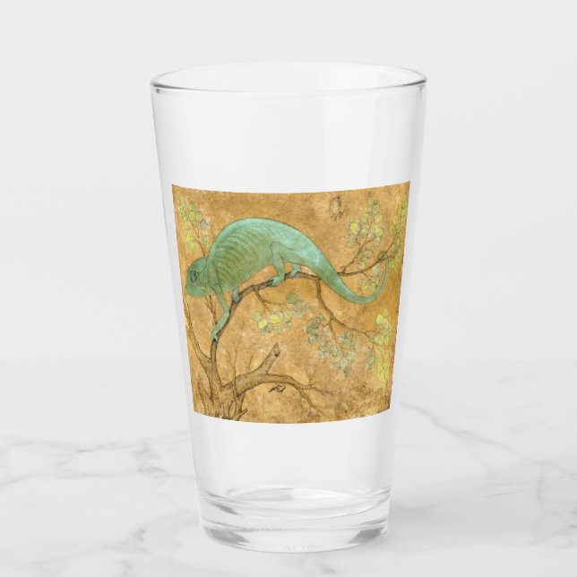 Chameleon (Lizard) (Reptil) (Moghul Art) (asiatisc Glas (Vorderseite)