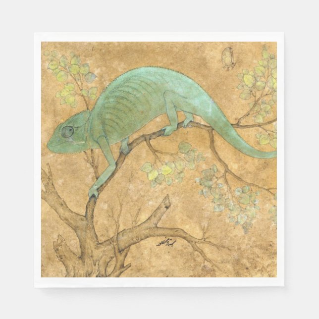 Chameleon (Lizard) (Reptil) (Moghul Art) (asiatisc Serviette (Vorderseite)