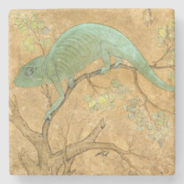 Chameleon (Lizard) (Reptil) (Moghul Art) (asiatisc Steinuntersetzer