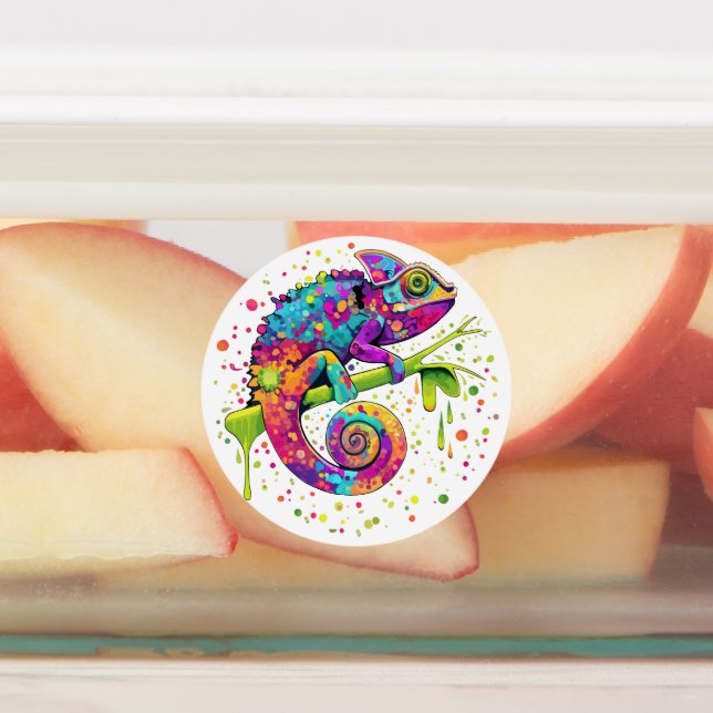 Chameleon Paint Stains Wasserfarbe Stil Etiketten (Befestigt)