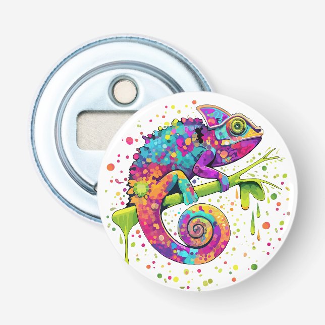 Chameleon Paint Stains Wasserfarbe Stil Flaschenöffner (Vorderseite)