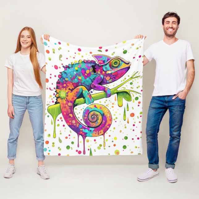 Chameleon Paint Stains Wasserfarbe Stil Fleecedecke (Beispiel)