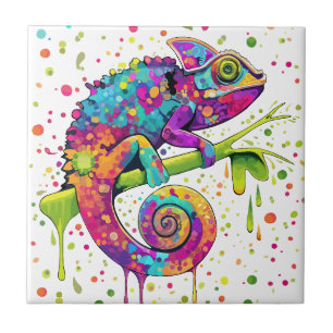 Chameleon Paint Stains Wasserfarbe Stil Fliese