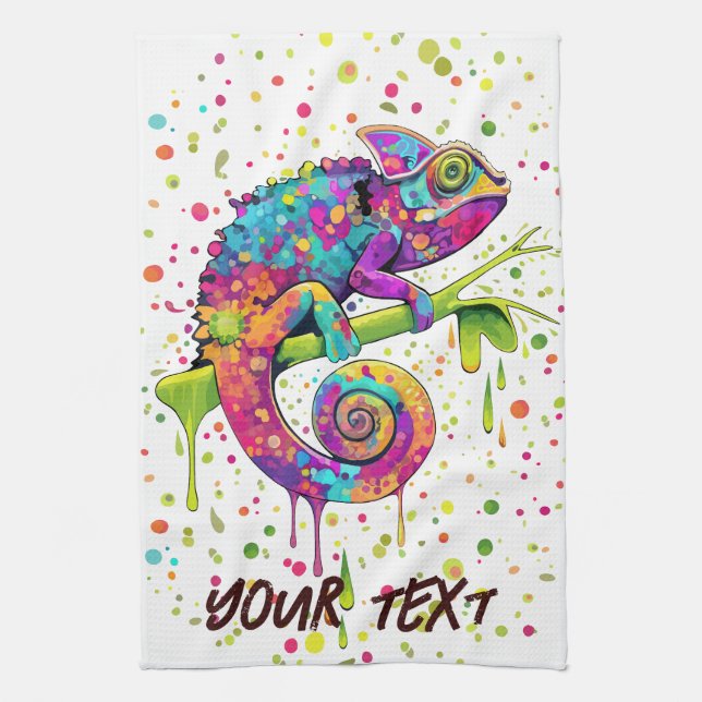 Chameleon Paint Stains Wasserfarbe Stil Geschirrtuch (Vertikal)