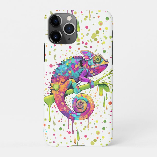 Chameleon Paint Stains Wasserfarbe Stil iPhone Hülle (Rückseite)