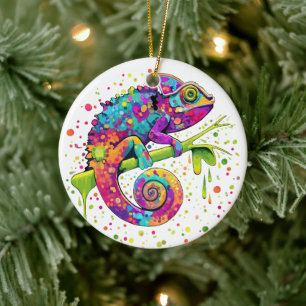 Chameleon Paint Stains Wasserfarbe Stil Keramik Ornament